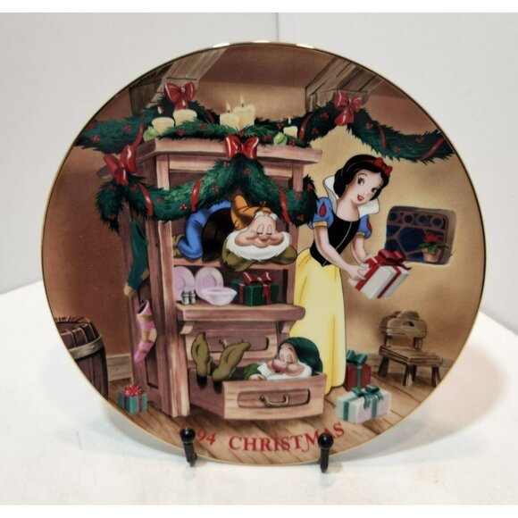 Grolier Disney Snow White And The Seven Dwarfs 1994 Christmas Dreams  LTD Plate - Picture 1 of 6